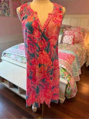 Lilly Pulitzer Pink, Teal & Orange Floral Dress
